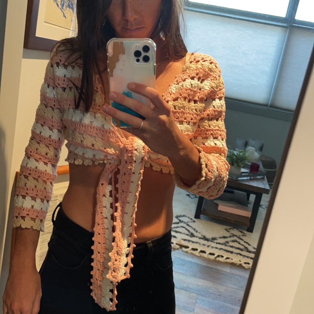 Lovers & Friends Pink and White Tie Top